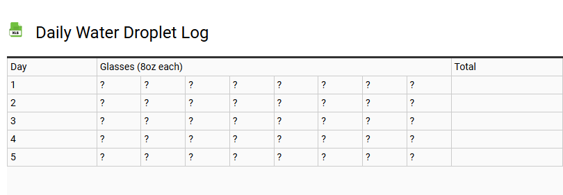 Daily Water Droplet Log