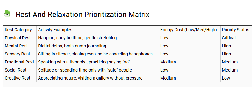 Rest and Relaxation Prioritization Matrix