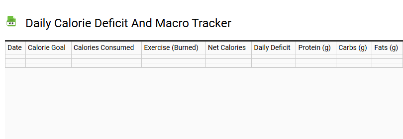 Daily Calorie Deficit and Macro Tracker