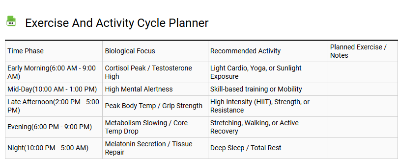 Exercise and Activity Cycle Planner