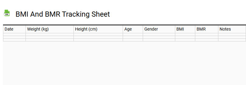 BMI and BMR Tracking Sheet