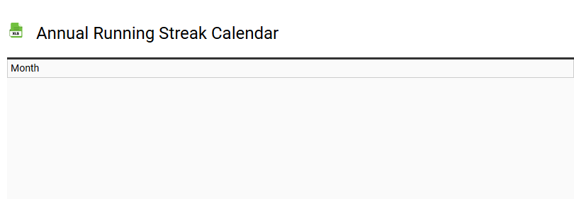 Annual Running Streak Calendar