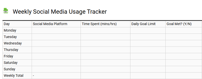 Weekly Social Media Usage Tracker