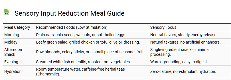 Sensory Input Reduction Meal Guide