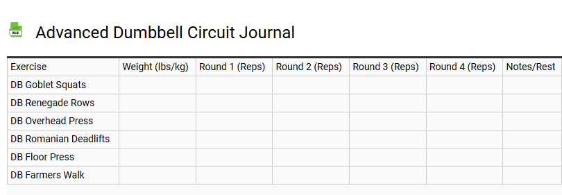 Advanced Dumbbell Circuit Journal