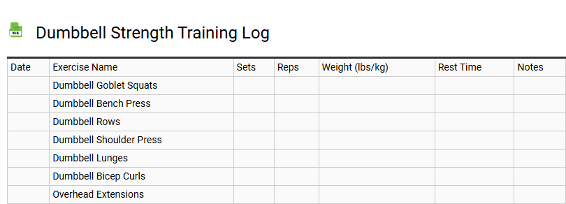Dumbbell Strength Training Log
