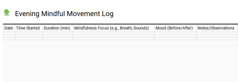 Evening Mindful Movement Log