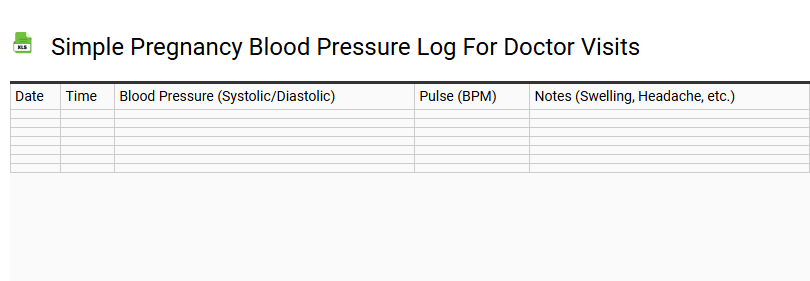 Simple Pregnancy Blood Pressure Log for Doctor Visits