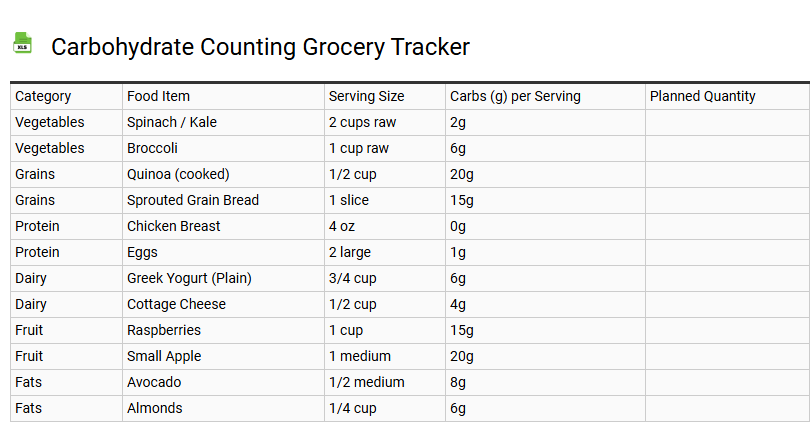 Carbohydrate Counting Grocery Tracker
