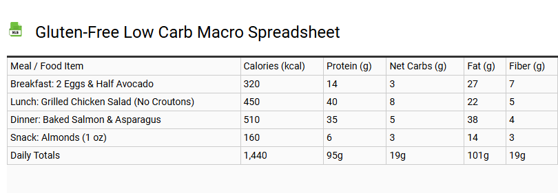 Gluten-Free Low Carb Macro Spreadsheet