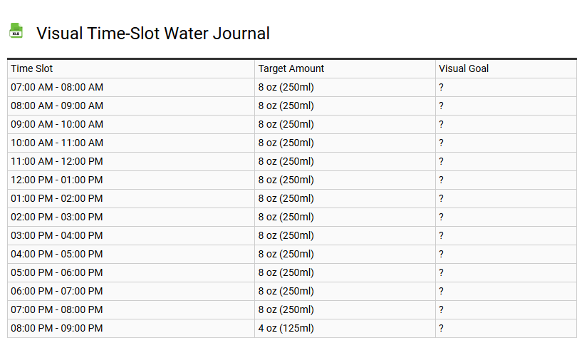 Visual Time-Slot Water Journal