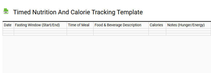 Timed Nutrition and Calorie Tracking Template