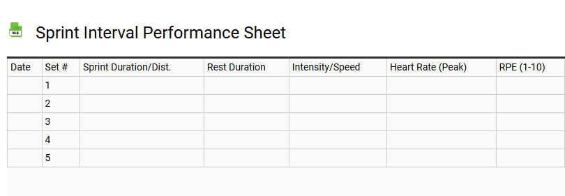 Sprint Interval Performance Sheet