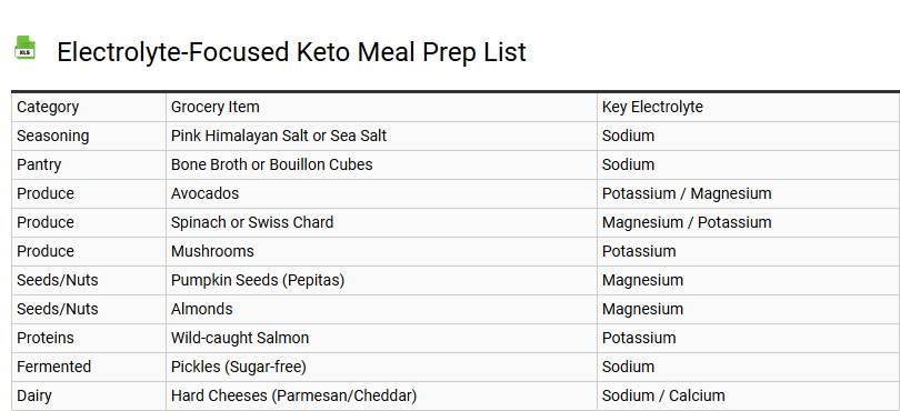 Electrolyte-Focused Keto Meal Prep List