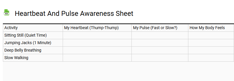 Heartbeat and Pulse Awareness Sheet