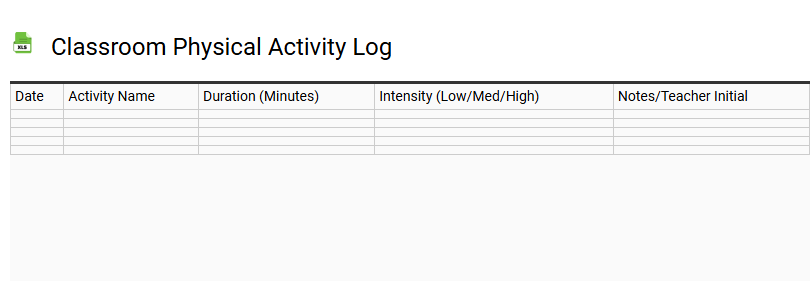 Classroom Physical Activity Log