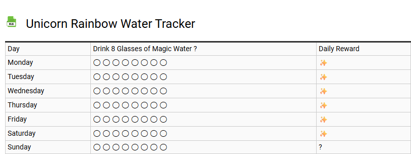 Unicorn Rainbow Water Tracker