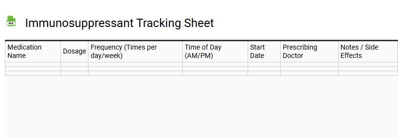 Immunosuppressant Tracking Sheet