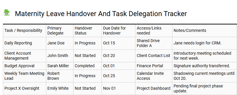 Maternity Leave Handover and Task Delegation Tracker