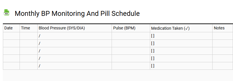 Monthly BP Monitoring and Pill Schedule