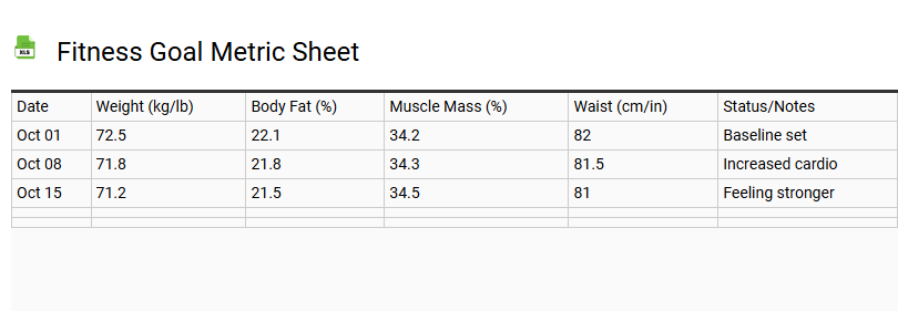 Fitness Goal Metric Sheet