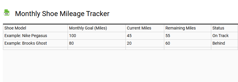 Monthly Shoe Mileage Tracker