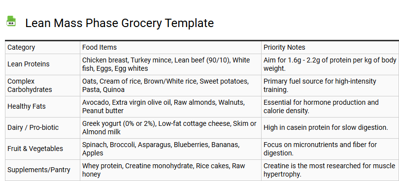 Lean Mass Phase Grocery Template