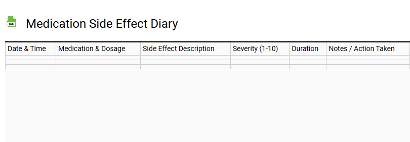 Medication Side Effect Diary