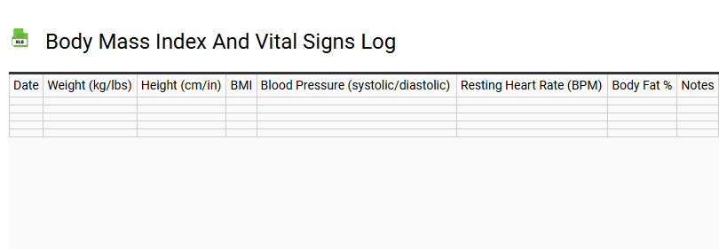 Body Mass Index and Vital Signs Log