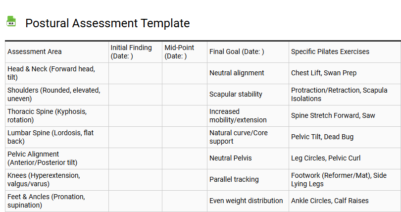 Postural Assessment Template