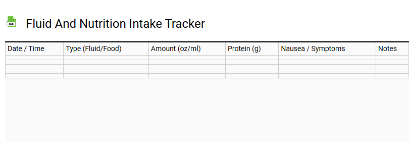 Fluid and Nutrition Intake Tracker