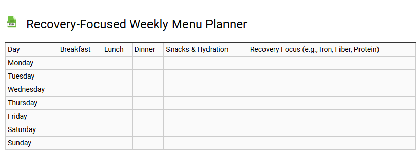 Recovery-Focused Weekly Menu Planner
