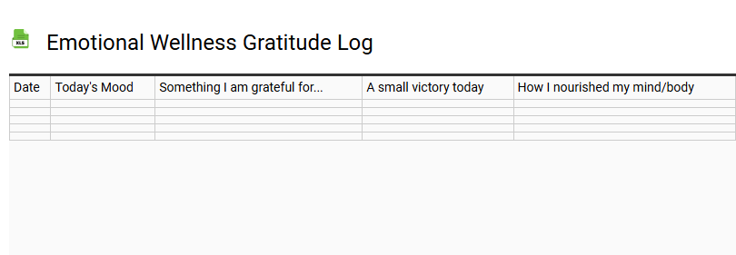 Emotional Wellness Gratitude Log