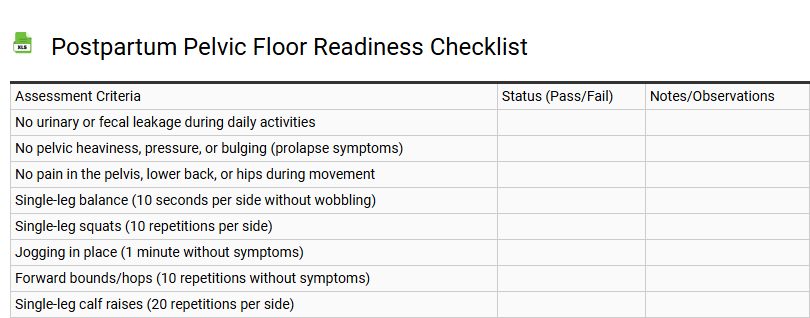 Postpartum Pelvic Floor Readiness Checklist