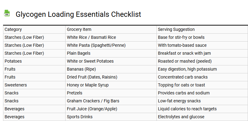 Glycogen Loading Essentials Checklist