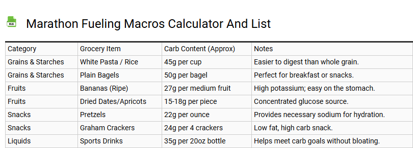 Marathon Fueling Macros Calculator and List