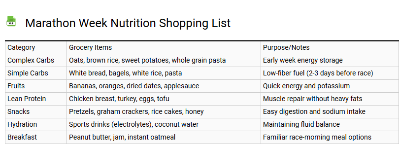 Marathon Week Nutrition Shopping List