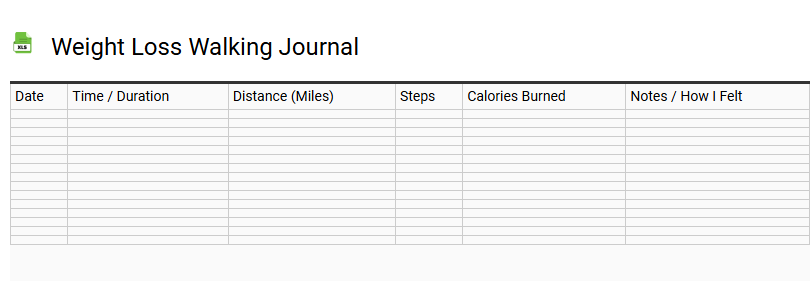 Weight Loss Walking Journal