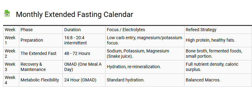 Monthly Extended Fasting Calendar