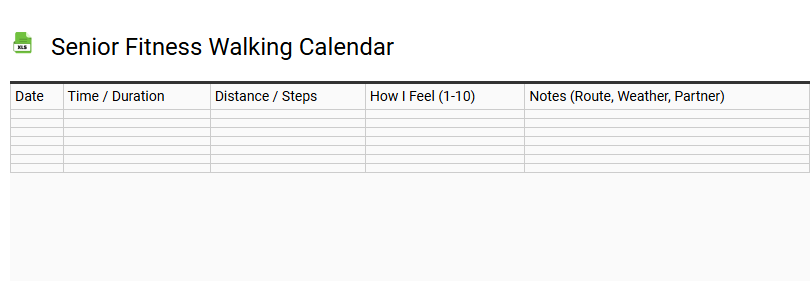Senior Fitness Walking Calendar