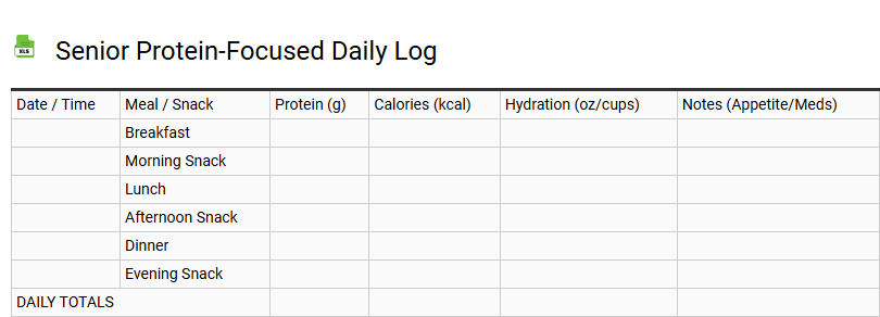 Senior Protein-Focused Daily Log