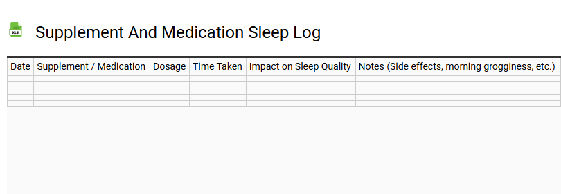 Supplement and Medication Sleep Log