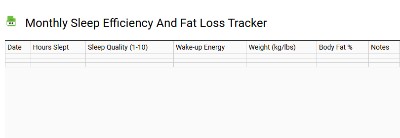 Monthly Sleep Efficiency and Fat Loss Tracker