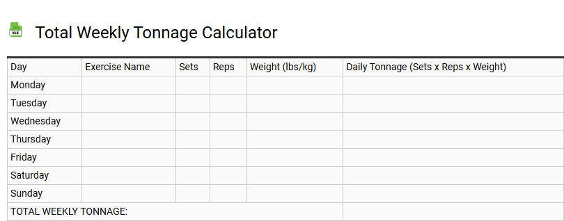 Total Weekly Tonnage Calculator