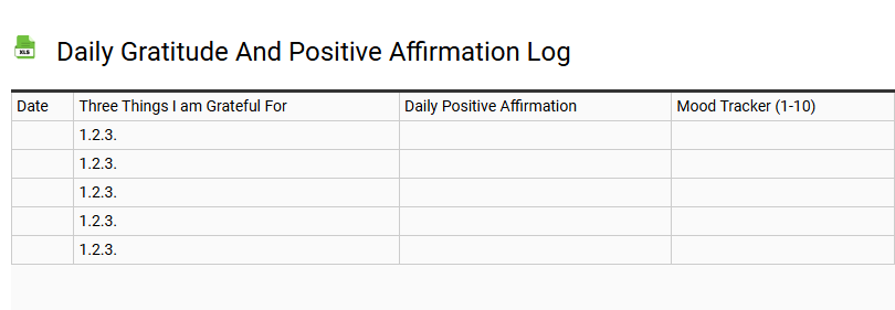 Daily Gratitude and Positive Affirmation Log