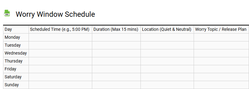 Worry Window Schedule