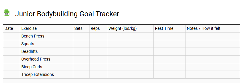 Junior Bodybuilding Goal Tracker