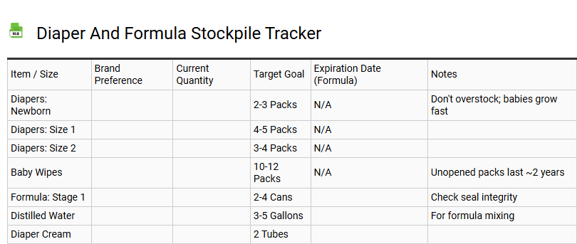 Diaper and Formula Stockpile Tracker