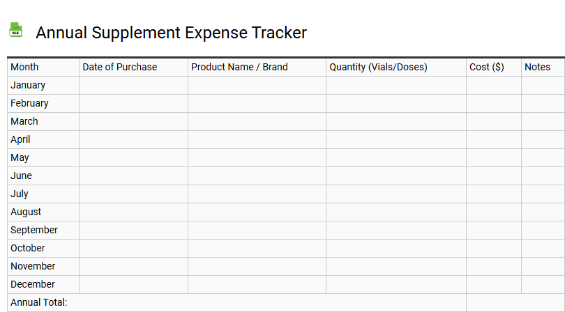 Annual Supplement Expense Tracker