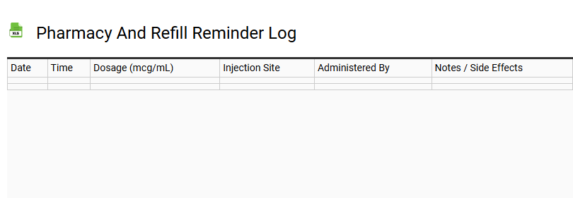 Pharmacy and Refill Reminder Log